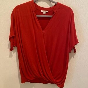 Ella Moss Womens Size Small Faux Wrap Cold Shoulder Tie Sleeve Blouse